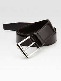 Glossed calfskin leather with smooth metal buckle.LeatherAbout 1¼ wideMade in Italy
