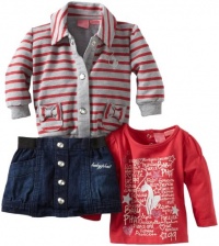 Baby Phat - Kids Baby-girls Newborn Printed Strip Jacket and Shirt Set, Dark Wash, 0-3 Months