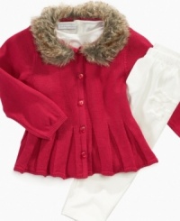 She'll be ready to receive her presents in this fashionable jacket and pant set by First Impressions. She'll be ready to receive her presents in this fashionable jacket and pant set by First Impressions.