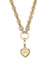 Never leave your heart unprotected. This Charm Catcher necklace from Juicy Couture features a heart pendant at the end of a long chain crafted from chunky links. Crafted in gold tone mixed metal. Approximate length: 32 inches. Approximate drop: 2-1/4 inches.