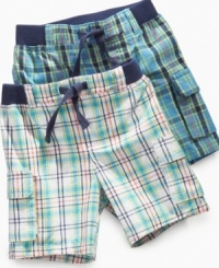 Plaid is the perfect solution to easy style. These shorts from First Impressions make choosing his outfit for the day nice and simple. Plaid is the perfect solution to easy style. These shorts from First Impressions make choosing his outfit for the day nice and simple.