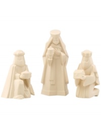 We three kings. The three wise men carrying their gifts of gold, frankincense and myrrh are portrayed in pure porcelain. From Lenox. We three kings. The three wise men carrying their gifts of gold, frankincense and myrrh are portrayed in pure porcelain. From Lenox.