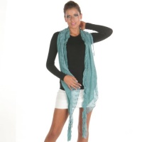 Angelina Light Fashion Scarf, with 5-inch Embroidered Mesh on One Side, and Mini Ruffle Trim on the Other Angelina Light Fashion Scarf, with 5-inch Embroidered Mesh on One Side, and Mini Ruffle Trim on the Other