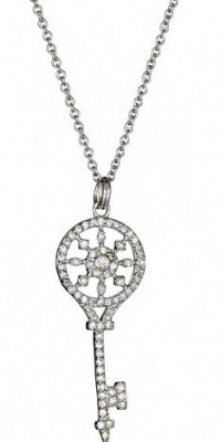 Sterling Silver with CZ Kaleidoscope Key Necklace 16 (16-24 Chain Available)