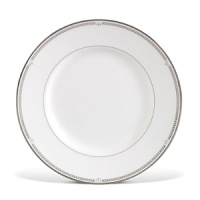 Sloane Square features a chic and simple tailored band, with details of platinum dots, which create a clean and sophisticated look. The accent plate features a wide band of gray mica with true geometric flare in the quadrant design around the border of the plate. Made in England. Sloane Square features a chic and simple tailored band, with details of platinum dots, which create a clean and sophisticated look. The accent plate features a wide band of gray mica with true geometric flare in the quadrant design around the border of the plate. Made in England.
