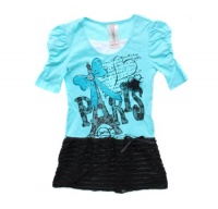 Beautees Kids, Girls (7-16) Tahitian/Black Love Paris Graphic Ruffle Dress-Large