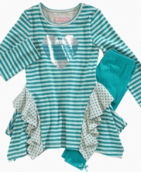 The frills that thrill. Your little one will love the flowy look of this fun dress from Flapdoodles, with matching leggings. The frills that thrill. Your little one will love the flowy look of this fun dress from Flapdoodles, with matching leggings.