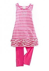 Flapdoodles Girls 2-6X Nautical Heart Rouched Dress Set, Raspberry, 2T Flapdoodles Girls 2-6X Nautical Heart Rouched Dress Set, Raspberry, 2T