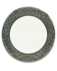 Contrast the taupe-and-white palette of Silver Palace dinnerware with this graphite-colored accent plate. Noritake bone china is lavishly finished with textured detailing and polished platinum bands for an impressive formal table. Contrast the taupe-and-white palette of Silver Palace dinnerware with this graphite-colored accent plate. Noritake bone china is lavishly finished with textured detailing and polished platinum bands for an impressive formal table.