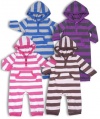 Leveret Solid Striped Hooded One Piece Romper 100% Cotton Variety of Colors (Size 3-18 Months)