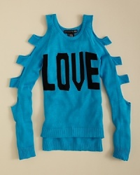 Cute box cut-outs along the sleeves and a light-knit body add an look and feel to Flowers by Zoe's LOVE sweater. Cute box cut-outs along the sleeves and a light-knit body add an look and feel to Flowers by Zoe's LOVE sweater.