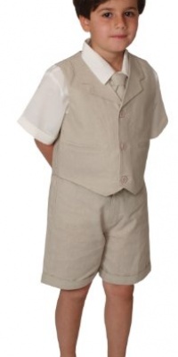 Baby and Toddler Boy Summer Cotton/Linen Blend Suit Vest Short Set Baby and Toddler Boy Summer Cotton/Linen Blend Suit Vest Short Set