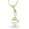 Pearl Necklace in 10k White and Yellow Gold with Diamond accent - 18