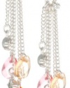 Nine West Sweet Celebration Silver-Tone Pink Cluster Fish Hook Drop Earrings