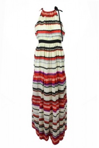 10 Crosby Derek Lam Womens Stripe Halter Maxi Dress