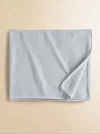 A warm knit blanket in soft cotton is best for sleeping baby. Cotton; machine wash Imported A warm knit blanket in soft cotton is best for sleeping baby. Cotton; machine wash Imported
