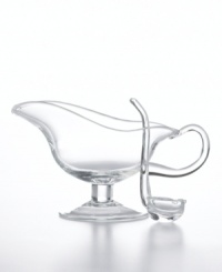 A clear winner for timeless style and versatility, the Michelangelo Masterpiece gravy boat is an invaluable addition to everyday and formal tables alike. Featuring a classic silhouette and coordinating ladle in luminous, lead-free glass from Luigi Bormioli's collection of serveware and serving dishes. A clear winner for timeless style and versatility, the Michelangelo Masterpiece gravy boat is an invaluable addition to everyday and formal tables alike. Featuring a classic silhouette and coordinating ladle in luminous, lead-free glass from Luigi Bormioli's collection of serveware and serving dishes.