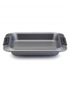 Bake those brownies beautiful with this Anolon 9 square cake pan! New proprietary coating ensures superior release and makes cleanup a snap. Silicon-enhanced handles are steady and slip-free, while the pan's substantial weight provides durability and helps prevent warping.