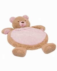 Cuddle up to this Blue Bear mat. Features a heart-shaped patch with a crinkly squeaker inside to make an amusing sound when baby presses on it Cuddle up to this Blue Bear mat. Features a heart-shaped patch with a crinkly squeaker inside to make an amusing sound when baby presses on it
