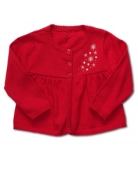 She'll be the brightest star in the room as she shines in this adorably cute cardigan sweater with starry detail by Carter's. She'll be the brightest star in the room as she shines in this adorably cute cardigan sweater with starry detail by Carter's.