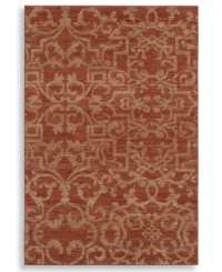 A blend of traditional and contemporary design elements, this unique piece displays an inviting, weathered look in deep red colorways. Plush New Zealand wool gives the rug a soft surface that holds up in the busiest rooms in your home. A blend of traditional and contemporary design elements, this unique piece displays an inviting, weathered look in deep red colorways. Plush New Zealand wool gives the rug a soft surface that holds up in the busiest rooms in your home.