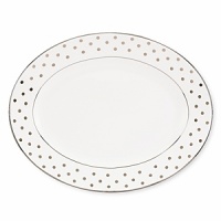 Kate Spade's Larabee Road Platinum, peppered with platinum polka dots, will give your table its own personality. Crafted of white bone china, each piece is dishwasher safe.