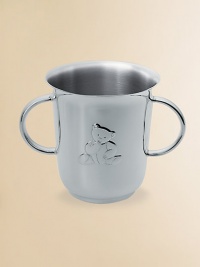 From the Charlie Bear Collection. Sweet silverplated baby cup makes a lovely keepsake for a baby. Embossed teddy bear detail Double handles About 2½ high Sponge clean Made in France From the Charlie Bear Collection. Sweet silverplated baby cup makes a lovely keepsake for a baby. Embossed teddy bear detail Double handles About 2½ high Sponge clean Made in France
