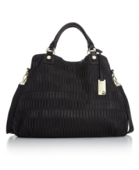Take your look uptown with this luxe ladylike design from Marc Fisher. Pretty pleated faux leather is graced with golden hardware and signature accents, while the stunning shape stows all your city-girl essentials. Take your look uptown with this luxe ladylike design from Marc Fisher. Pretty pleated faux leather is graced with golden hardware and signature accents, while the stunning shape stows all your city-girl essentials.