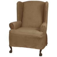 Maytex Mills Maggie Stretch Slipcover for Wing Chair, Stone Maytex Mills Maggie Stretch Slipcover for Wing Chair, Stone