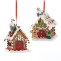 Kurt Adler Gingerbread House Ornaments with Color-Changing LED Lights, Set of 2 Kurt Adler Gingerbread House Ornaments with Color-Changing LED Lights, Set of 2