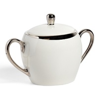 This sugar bowl with cover glows with a hand-painted bright platinum design to create a contemporary classic on your table that will complement your dining experience throughout a lifetime of shifting trends and evolving fashions. This sugar bowl with cover glows with a hand-painted bright platinum design to create a contemporary classic on your table that will complement your dining experience throughout a lifetime of shifting trends and evolving fashions.