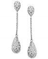 Elegant and chic. Kaleidoscope's shimmering drop earrings sparkle in round-cut clear crystals with Swarovski Elements. Set in sterling silver. Approximate drop: 2 inches.