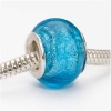 Murano Style Glass Silver Foil Lampwork Bead Fits Pandora Turquoise 14mm (1)