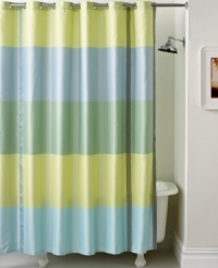Add a splash of color to your bath with the Encore Stripe shower curtain from Martha Stewart Collection. Thick horizontal stripes are fresh and contemporary in cool, warm and gray tones. Add a splash of color to your bath with the Encore Stripe shower curtain from Martha Stewart Collection. Thick horizontal stripes are fresh and contemporary in cool, warm and gray tones.