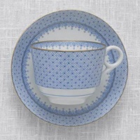 Mottahedeh Cornflower Lace Tea Cup & Saucer 3.5 in Mottahedeh Cornflower Lace Tea Cup & Saucer 3.5 in