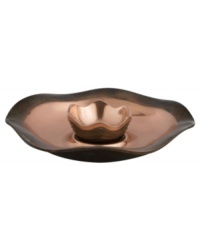 Featuring a bold new look for Nambe's signature metal, the Copper Canyon chip and dip captures the striking beauty of the American southwest in brilliant copper. A rippled shape inspired by the region's canyons and finished with a rustic green patina adds authentic flavor to chips, salsa and more. From Nambe's collection of serveware and serving dishes. Featuring a bold new look for Nambe's signature metal, the Copper Canyon chip and dip captures the striking beauty of the American southwest in brilliant copper. A rippled shape inspired by the region's canyons and finished with a rustic green patina adds authentic flavor to chips, salsa and more. From Nambe's collection of serveware and serving dishes.