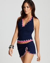 Loved for its functional design and ultra-flattering fit, Profile enlivens its classic tankini with colorful decorative trim. This versatile suit is one you'll reach for again and again.