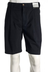 Geoffrey Beene Solid Navy Pleated Walking Shorts