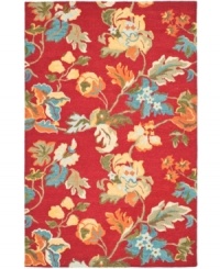 A wonderfully ornate home accent, the Blossom area rug infuses a comforting red ground with vibrant, modern florals. Made exclusively in India, it features a detailed construction of long wool fibers, making it soft, yet durable enough to withstand heavy traffic in any room. A wonderfully ornate home accent, the Blossom area rug infuses a comforting red ground with vibrant, modern florals. Made exclusively in India, it features a detailed construction of long wool fibers, making it soft, yet durable enough to withstand heavy traffic in any room.