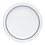 Tasteful and tailored blue banded dinnerware by Dansk. Inspired by the unique Copenhagen neighborhood of Christianshaven. Salad plate is 9 in diameter.