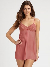EXCLUSIVELY AT SAKS. This sweet design is a sexy silhouette of soft Italian fabric and floral lace, alluding to romance. Scalloped trim at the necklineAdjustable strapsFront pleat for added drape and center bow detailAbout 29½ from shoulder to hem72% nylon/15% elastane/13% viscoseHand washMade in Italy EXCLUSIVELY AT SAKS. This sweet design is a sexy silhouette of soft Italian fabric and floral lace, alluding to romance. Scalloped trim at the necklineAdjustable strapsFront pleat for added drape and center bow detailAbout 29½ from shoulder to hem72% nylon/15% elastane/13% viscoseHand washMade in Italy