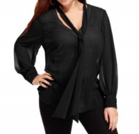Baby Phat Plus Size Top, Long Sleeve Chiffon Scarf Tie Blouse Size 1X Baby Phat Plus Size Top, Long Sleeve Chiffon Scarf Tie Blouse Size 1X