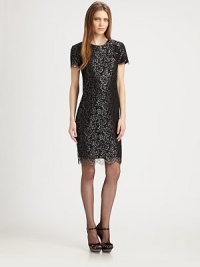 EXCLUSIVELY AT SAKS. Delicate floral lace lends romantic appeal to this impeccably tailored shift style.Jewel necklineShort sleevesScalloped edgesConcealed back zipSilk liningAbout 25 from natural waist40% cotton/35% rayon/16% nylon/9% polyesterDry cleanImported of French fabricModel shown is 5'9½ (176cm) wearing US size 4. EXCLUSIVELY AT SAKS. Delicate floral lace lends romantic appeal to this impeccably tailored shift style.Jewel necklineShort sleevesScalloped edgesConcealed back zipSilk liningAbout 25 from natural waist40% cotton/35% rayon/16% nylon/9% polyesterDry cleanImported of French fabricModel shown is 5'9½ (176cm) wearing US size 4.