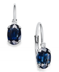 Cool off with the perfect shine. These petite drop earrings highlight oval-cut sapphires (1-1/4 ct. t.w.) and diamond accents in a 14k white gold leverback setting. Approximate drop: 1/2 inch.