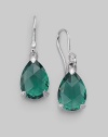 From the La Petite Collection. A brilliantly faceted green quartz teardrop in a three-prong sterling silver setting. Green quartz Sterling silver Length, about 1¼ Width, about ½ French earwires Imported 