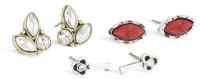 NINE WEST VINTAGE AMERICA Stud Love Worn Silver-Tone Trio Earrings NINE WEST VINTAGE AMERICA Stud Love Worn Silver-Tone Trio Earrings