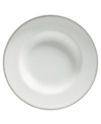 Fresh and cool in crisp white, the Silver Leaf rim soup bowl delivers modern style and iconic craftsmanship. Delicate feathered platinum applied using Wedgwood's signature technique shimmers with whimsy on sleek bone china. Fresh and cool in crisp white, the Silver Leaf rim soup bowl delivers modern style and iconic craftsmanship. Delicate feathered platinum applied using Wedgwood's signature technique shimmers with whimsy on sleek bone china.