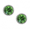 Sterling Silver 925 Brilliant Round 4mm Green Crystal Stud Earrings