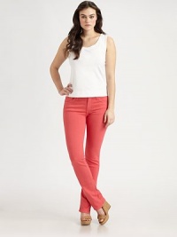 Its high-rise waist is so right now. Its straight-leg silhouette is a fashion classic. All in all, this denim style is a must-have.Button closureZip flyFront pocketsFive-pocket designInseam, about 3481% cotton/17% polyester/3% elastaneMachine washMade in USA Its high-rise waist is so right now. Its straight-leg silhouette is a fashion classic. All in all, this denim style is a must-have.Button closureZip flyFront pocketsFive-pocket designInseam, about 3481% cotton/17% polyester/3% elastaneMachine washMade in USA