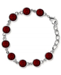 Crimson couture. This bracelet from 2028 is crafted from silver-tone mixed metal and stuns with red stones to liven up the links. Approximate length: 7 inches. Approximate height: 1/3 inch. Crimson couture. This bracelet from 2028 is crafted from silver-tone mixed metal and stuns with red stones to liven up the links. Approximate length: 7 inches. Approximate height: 1/3 inch.